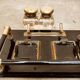 Hence the art deco inkwell on jet plate brass finishes