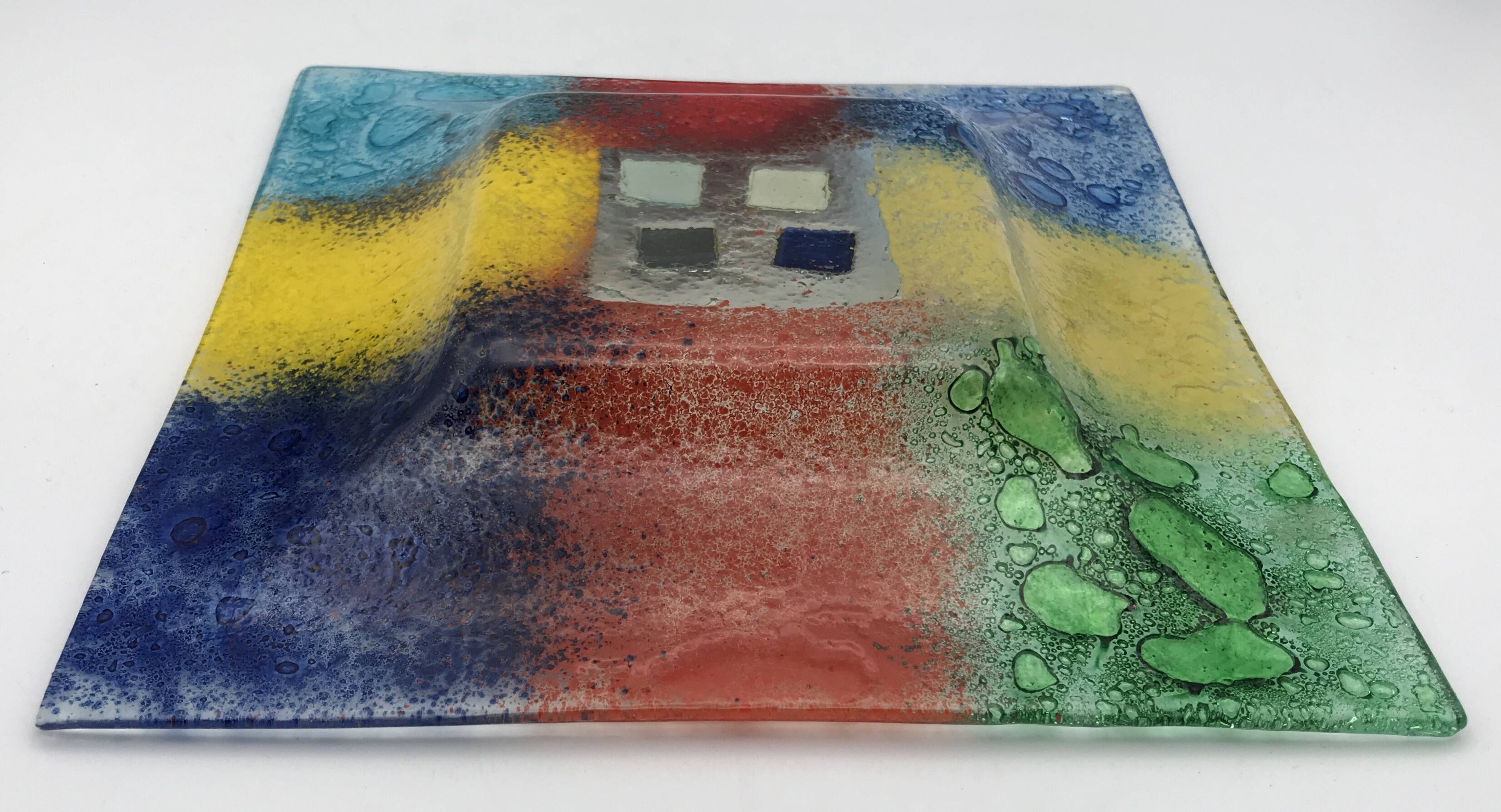 Murano art glass pocket tray, color blocks