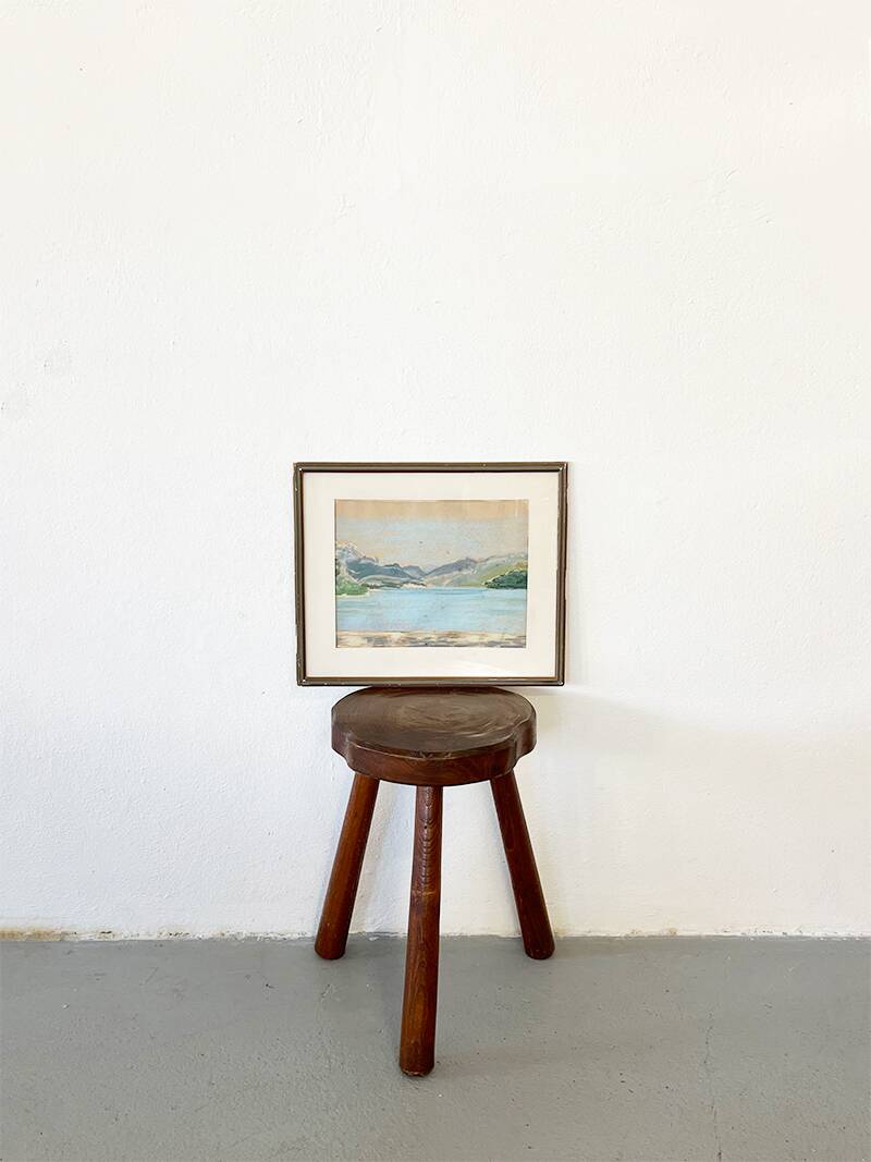 Painting "Mountain Lake", Pastel on paper, framed