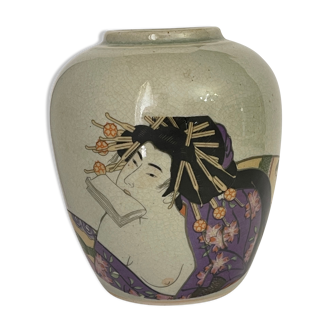 Japan polychrome vase and celadon XIX Naniwaya Okita Japan Nippon