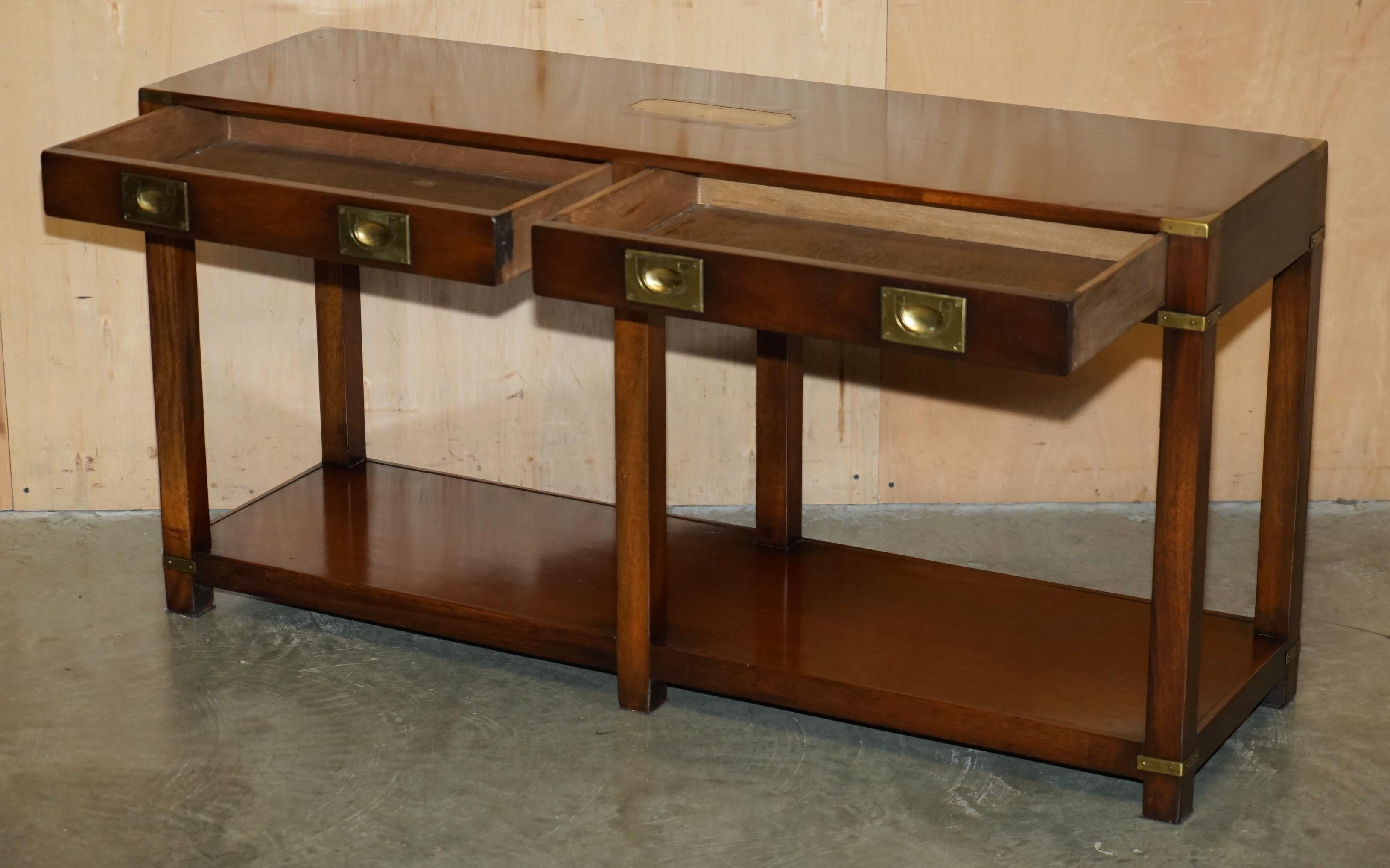 Kennedy Harrods military campaign console with two drawers