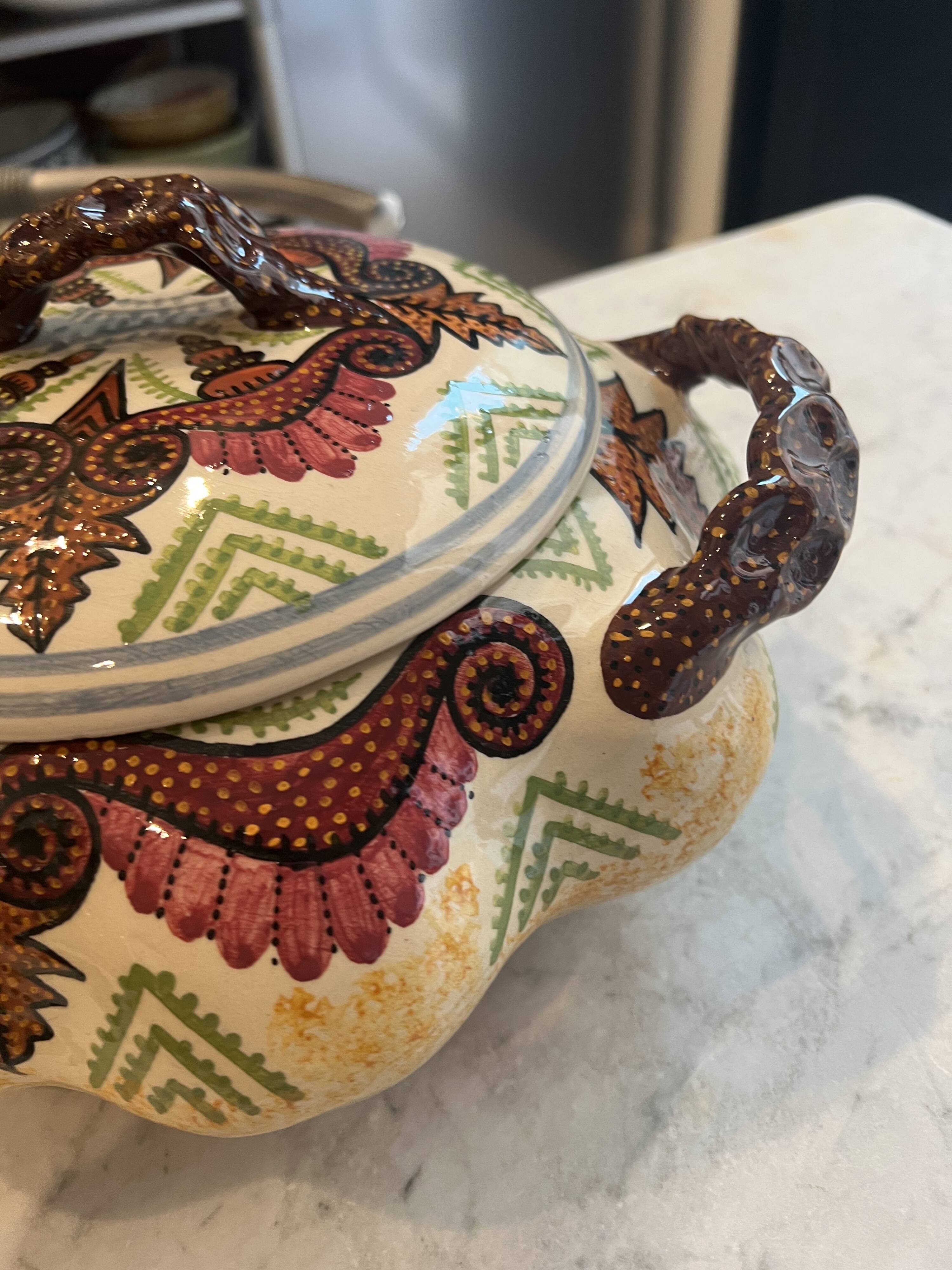 Earthenware tureen Paul Fouillen Quimper