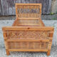 Small bed doll wood and rattan, vintage, 60s