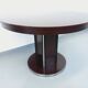 Table ronde de repas vintage en bois d’ébène et métal chromé Space Age