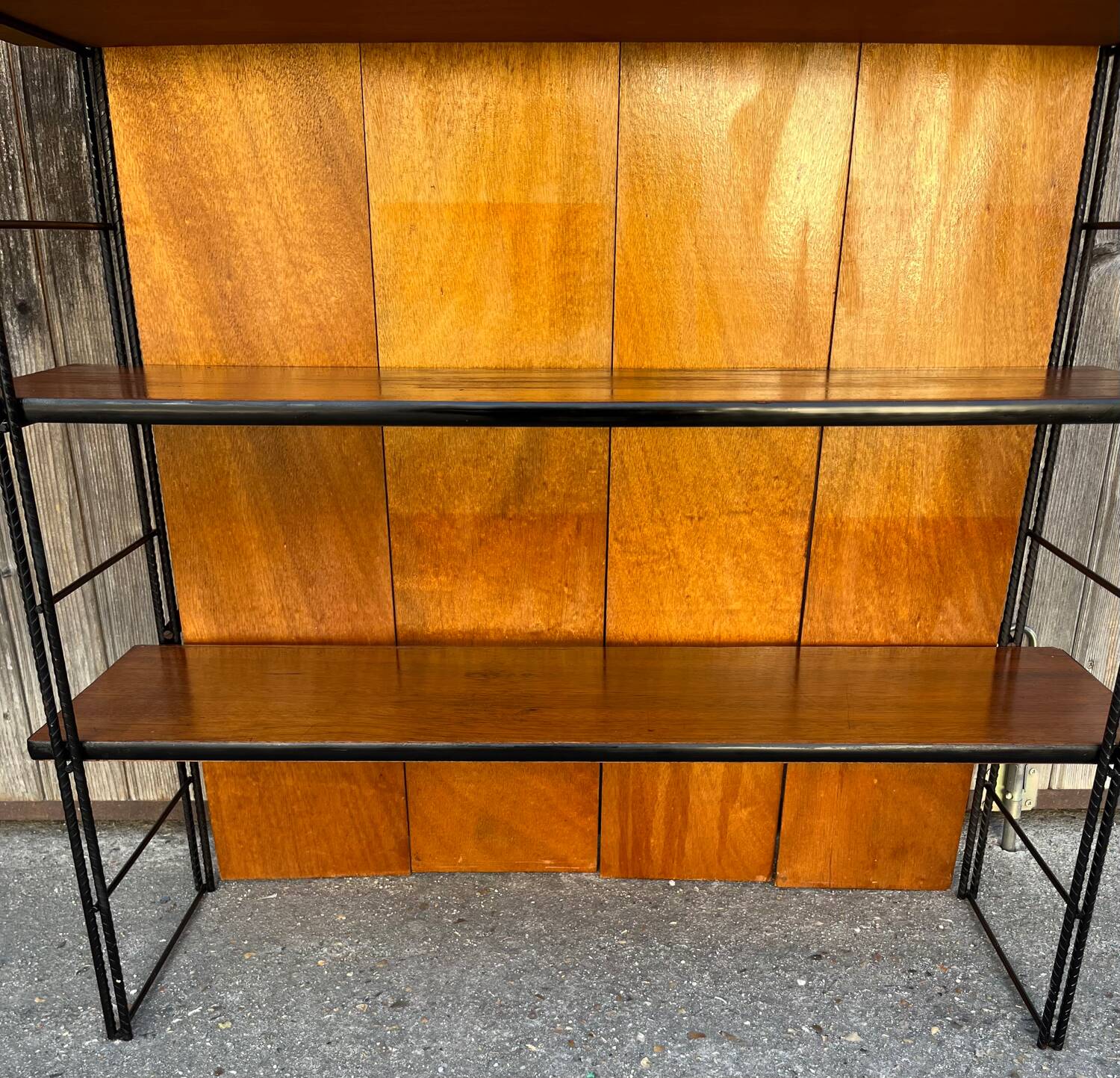 String wood and metal shelf