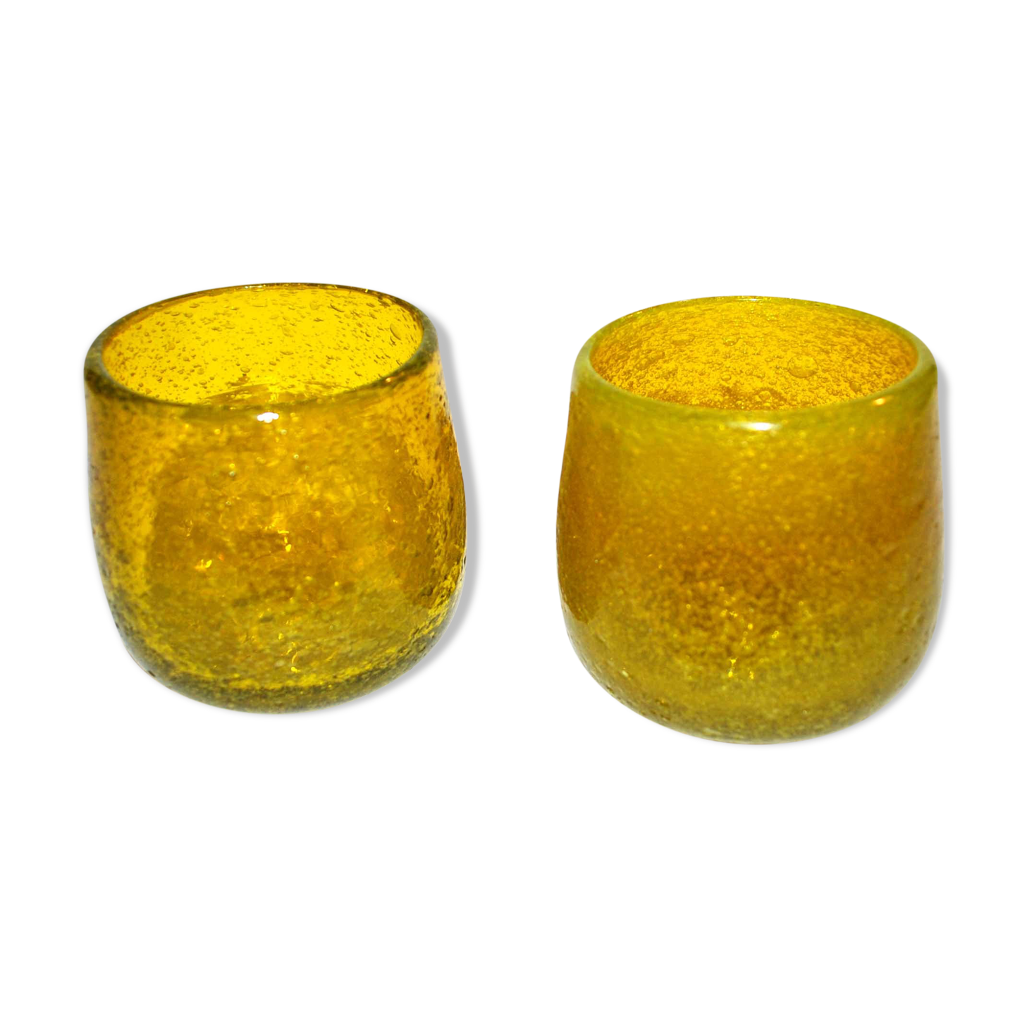 Set of 2 glasses vintage bubble glass cups from BIOT - Tart yellow liquor glass