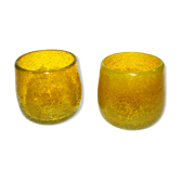 Set of 2 glasses vintage bubble glass cups from BIOT - Tart yellow liquor glass