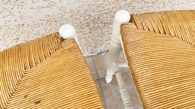Pair of Vintage WHITE Straw CHAIRS