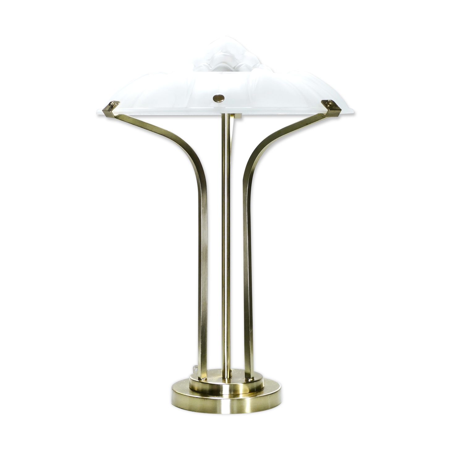 Lamp blown glass frosted around 1940 brass