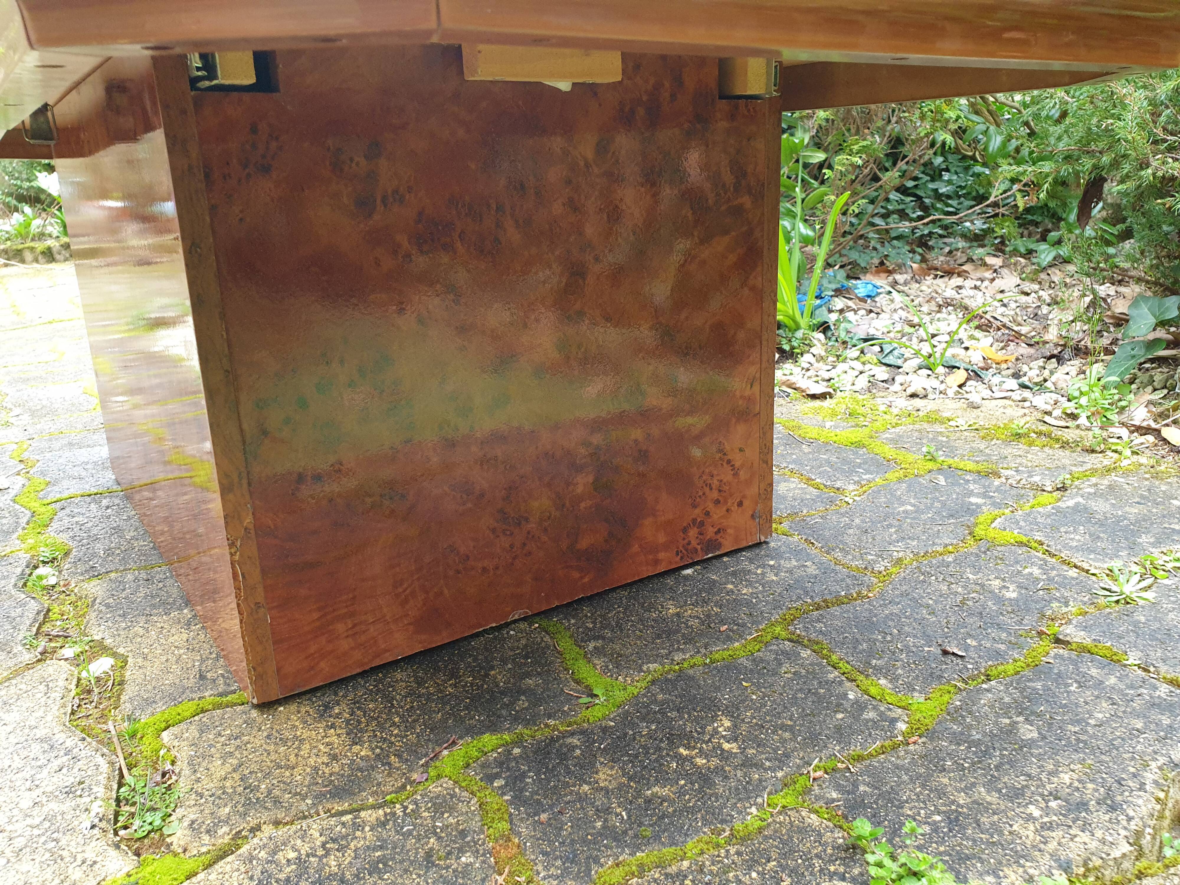 Elm burl cocktail coffee table