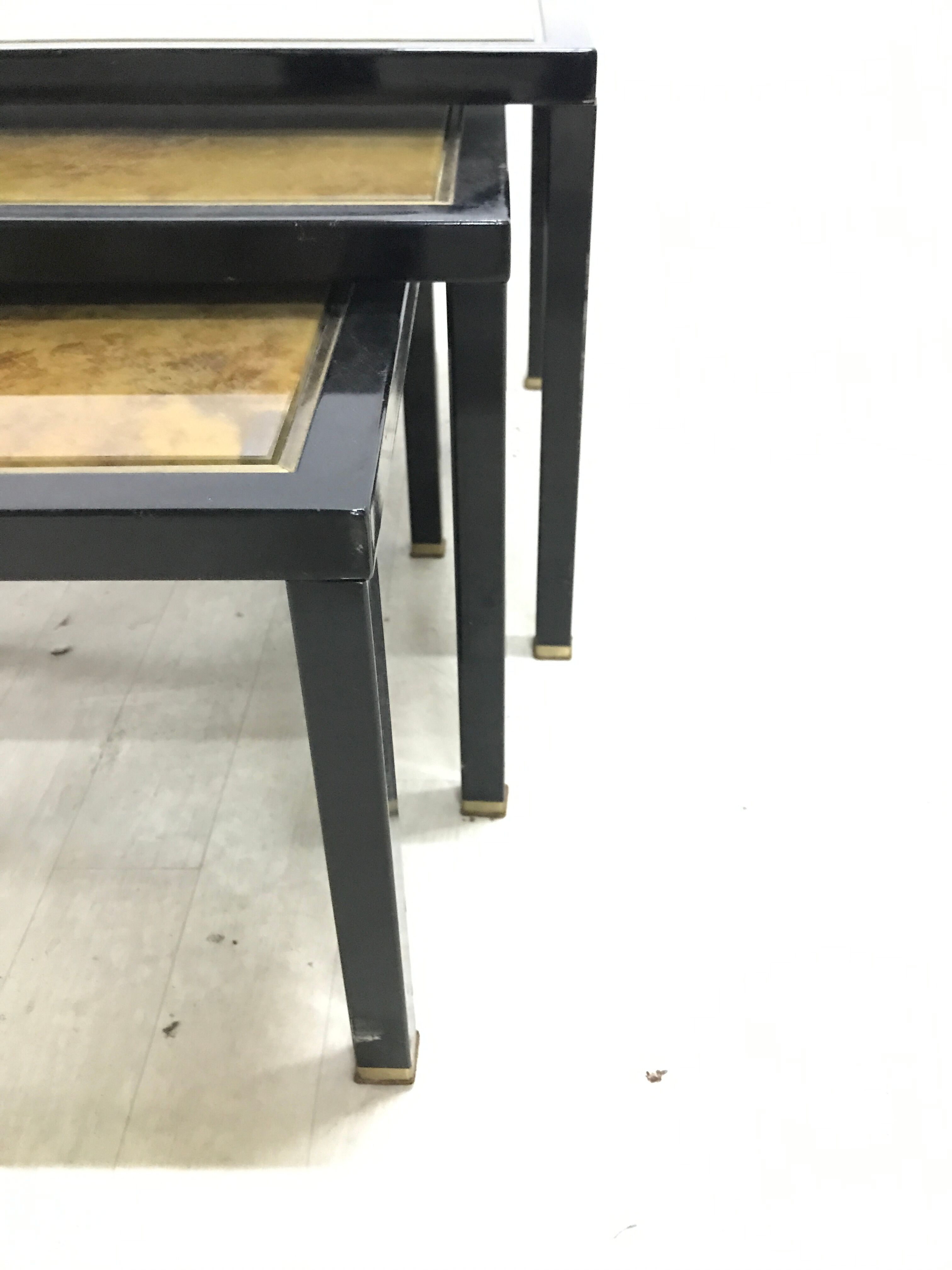 70s metal and glass tables