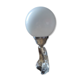 Lampe de bureau chevet originale Base cristal Globe opaline ancien