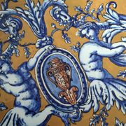 Coupe à anses en faïence Gien décor Francois 1er, 1860