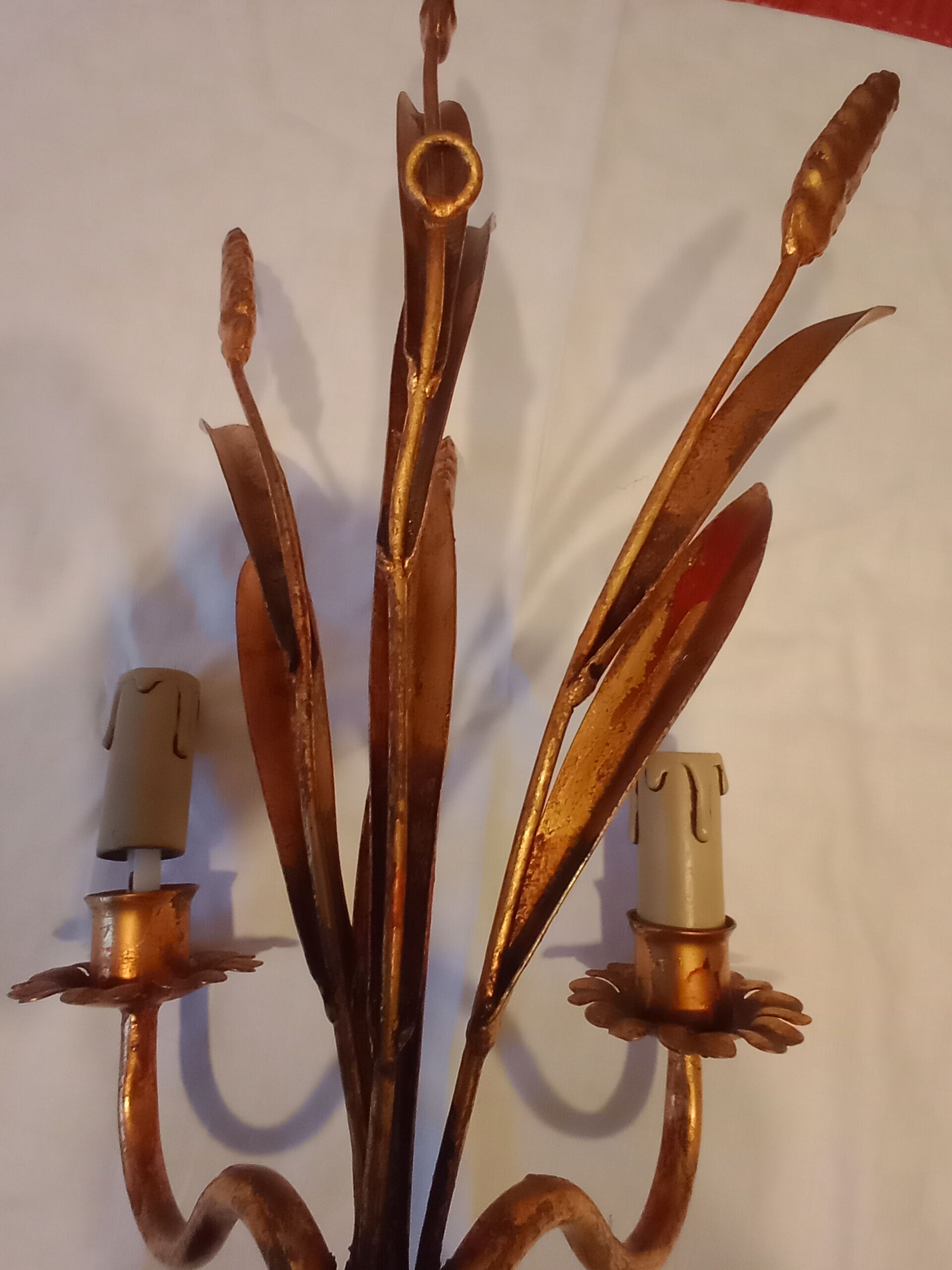 Pair of gold metal wall light from the 60s