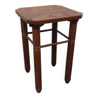 Bolster stool, vintage flower table, old beech wood, art deco style
