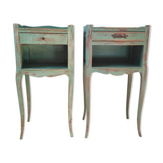 Pair of patinated bedside tables