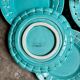 6 turquoise woven ceramic dessert plates