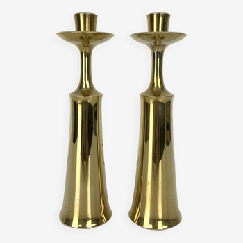 Pair of Scandinavian brass candle holders Jens Harald Quistgaard Dansk Design Denmark 1960-70
