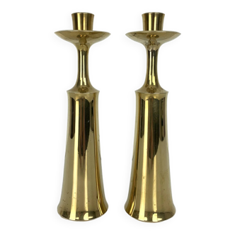 Pair of Scandinavian brass candle holders Jens Harald Quistgaard Dansk Design Denmark 1960-70