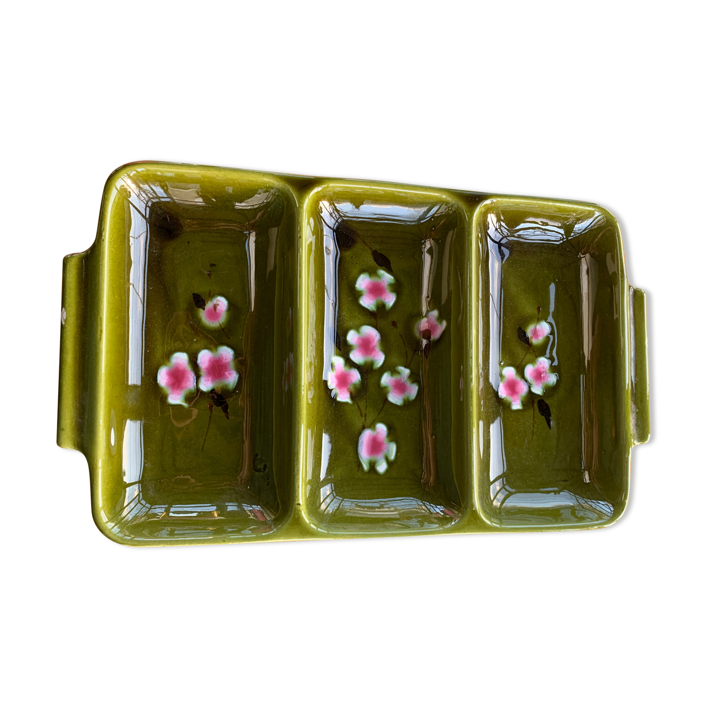 Servant 3 compartments poet Laval ceramic enamelled France vintage and collector