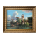 HST painting "Landscape with towns and fishermen" signed Texier + frame XIX°
