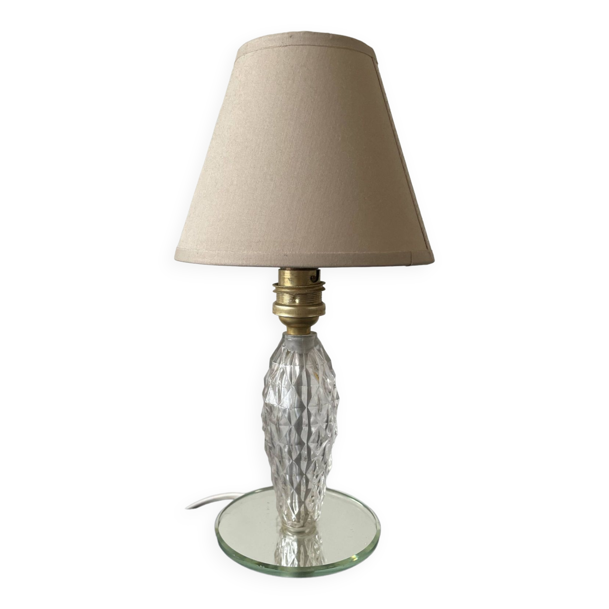Old glass and mirror table lamp from the 1930s