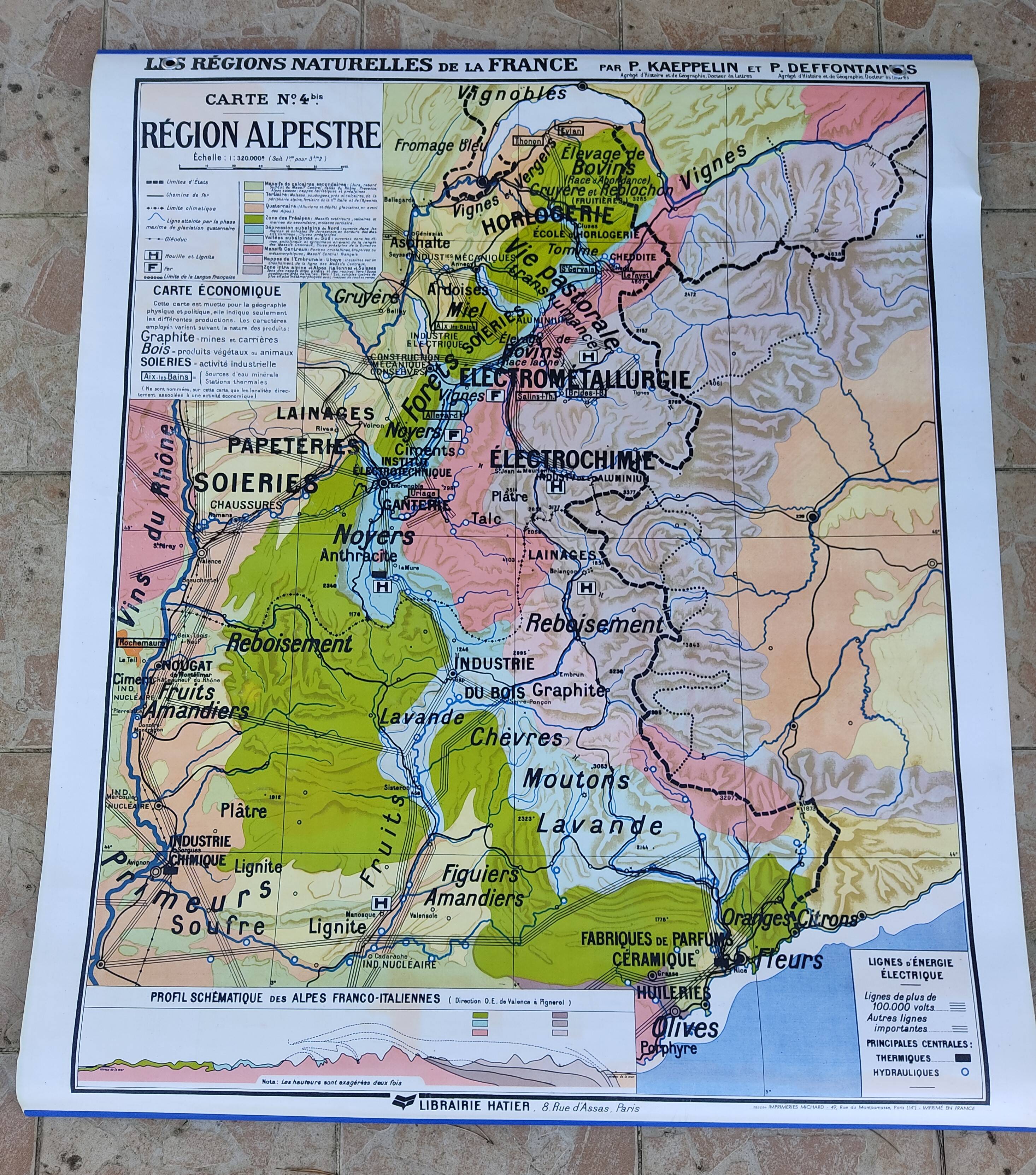 School wall map n°4 Alpine region