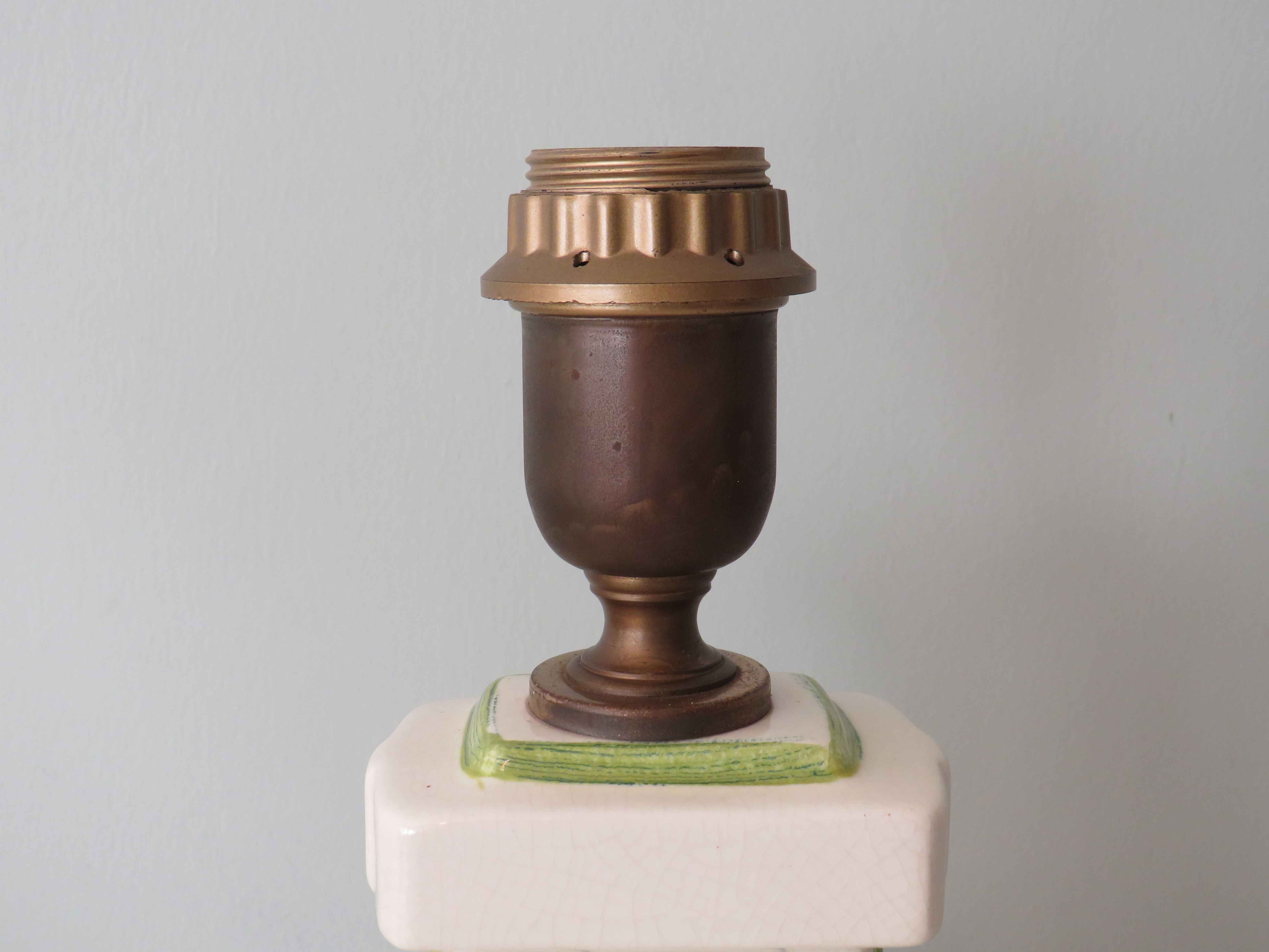 Large white ceramic table lamp from the 1970s