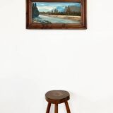 Tableau, huile sur carton « Rivière dans les Alpes »
