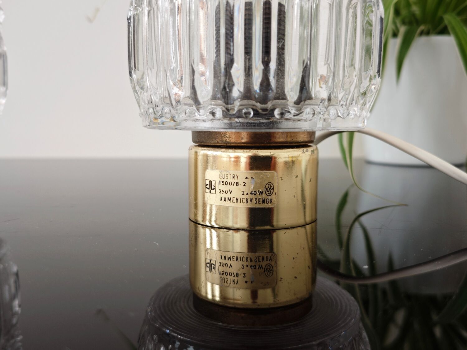 Pair of glass bedside lamps by Kamenicky Senov 1960