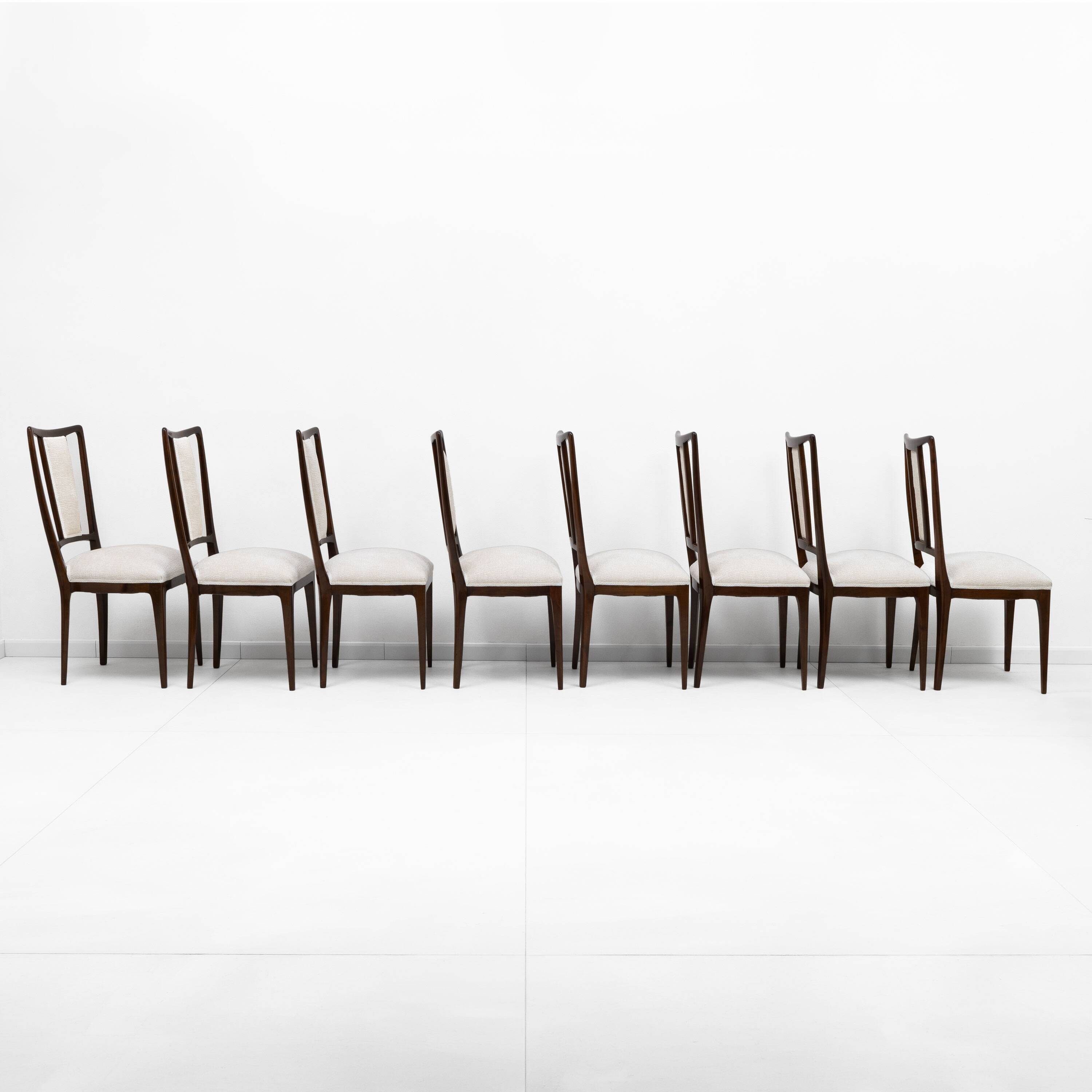 Set of 8 Osvaldo Borsani Mid-Century Modern Italian Bouclè Dining Chairs,50