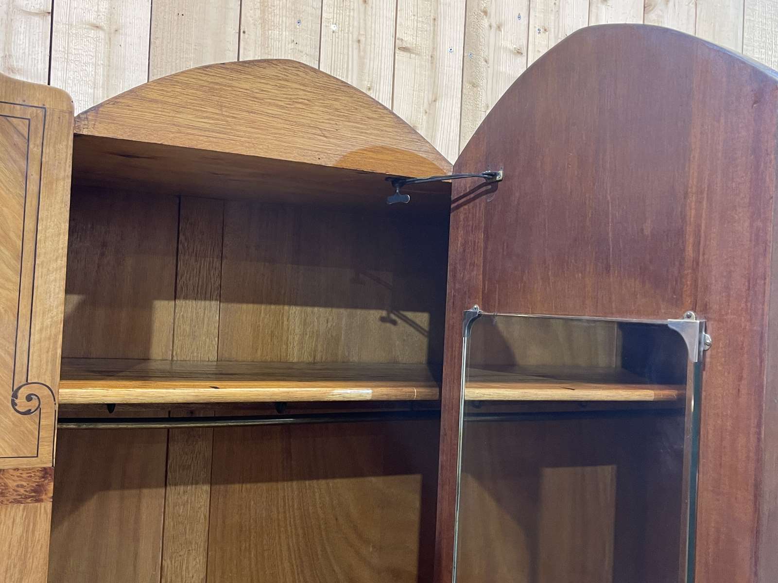 Art Deco walnut wardrobe and marquetry