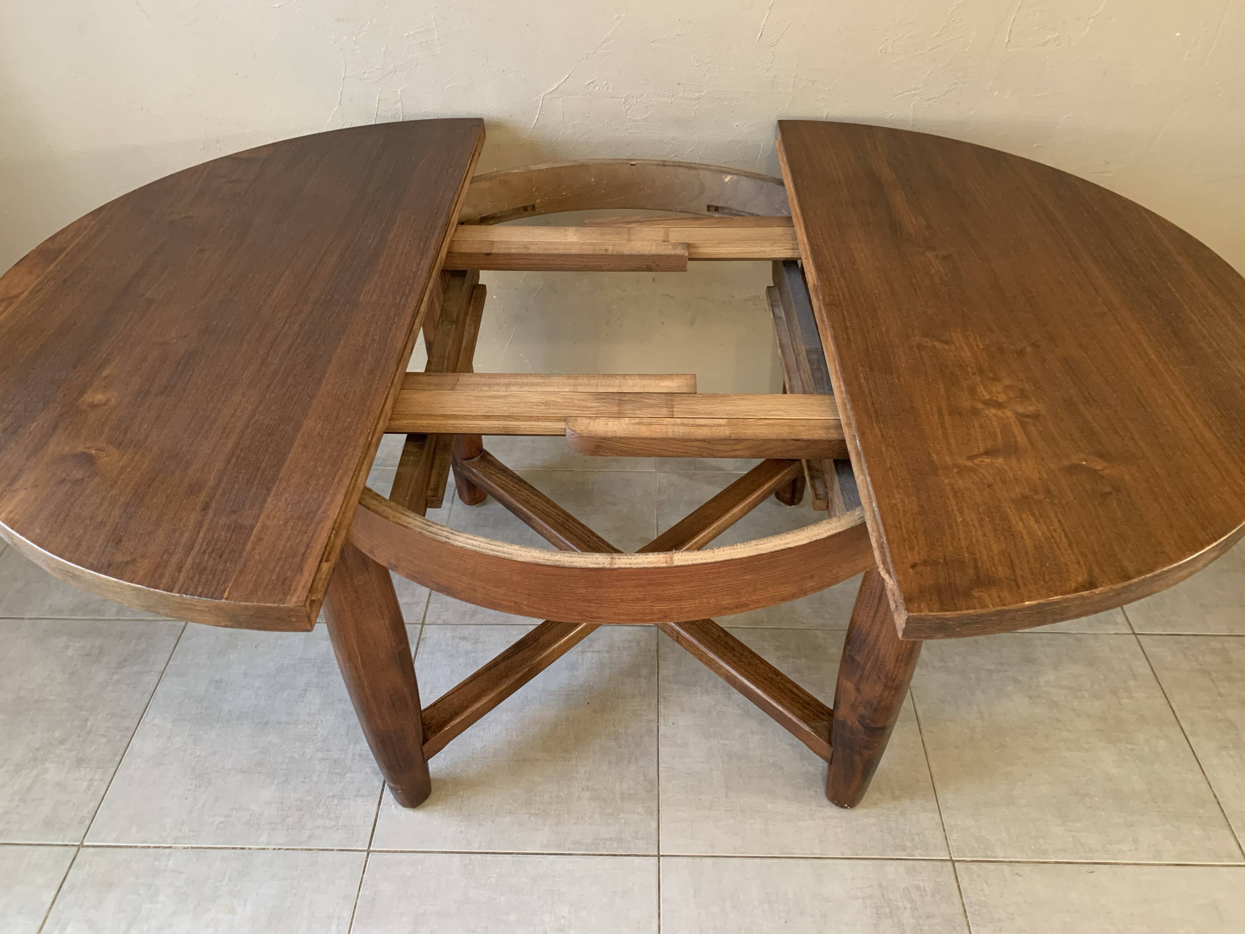 Vintage extendable wooden table from the 50s with independent extension