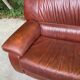 Scandinavian 3-seater sofa in burgundy leather circa 1930