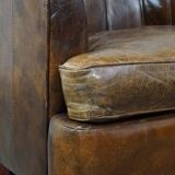 Set of 2 sturdy design armchairs made of cowhide with a beautiful deep color