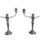 Pair of convertible three-light candelabra in silver-plated metal.