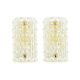 Scandinavian Mid Century Bubble Glass & Brass Wall Lamps by C. Fagerlund