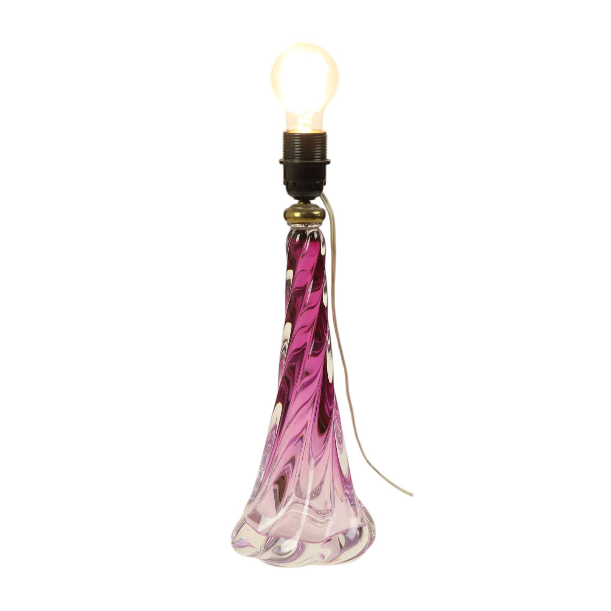 Purple Crystal Table Lamp Val Saint Lambert Swirl Sixties