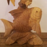 Wood carving duo of fish
