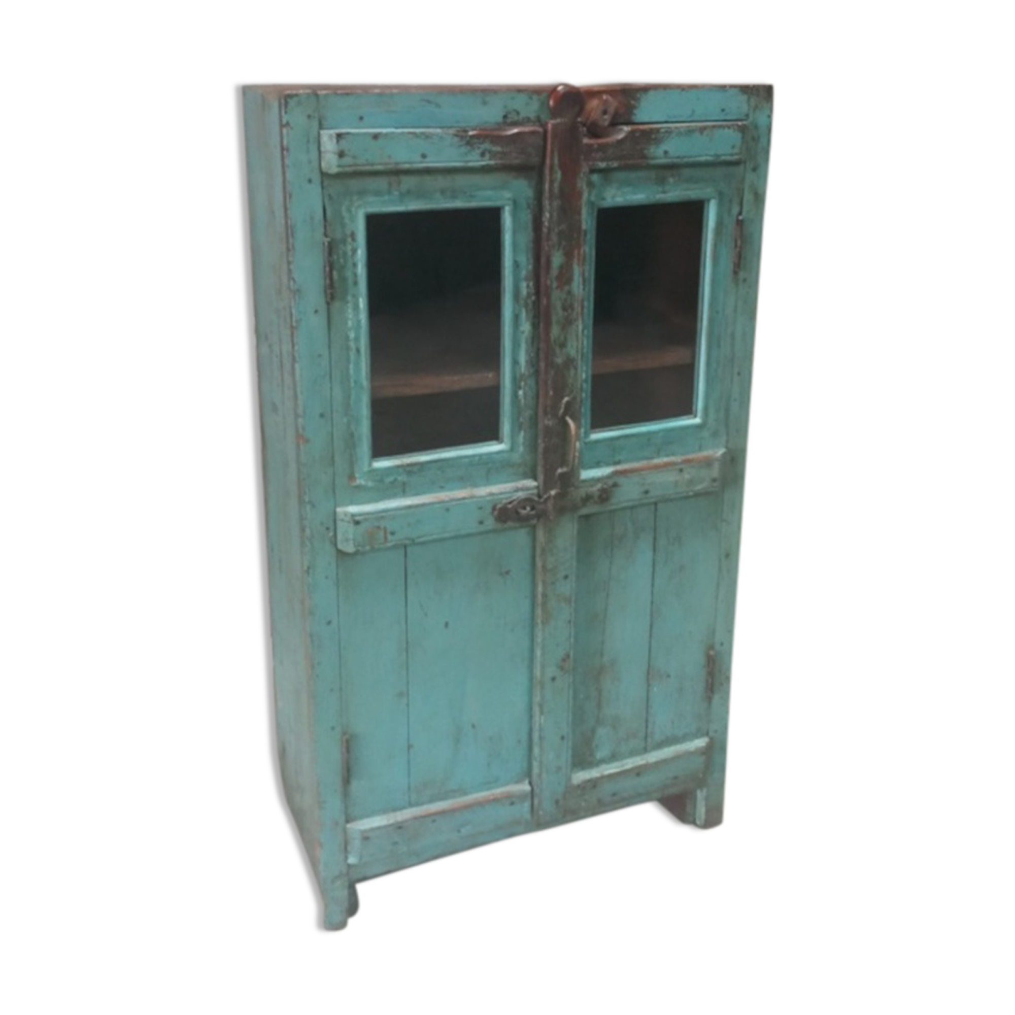 Buffet vaisselier meuble vitré en teck