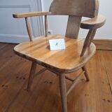 Pair of old pine armchairs