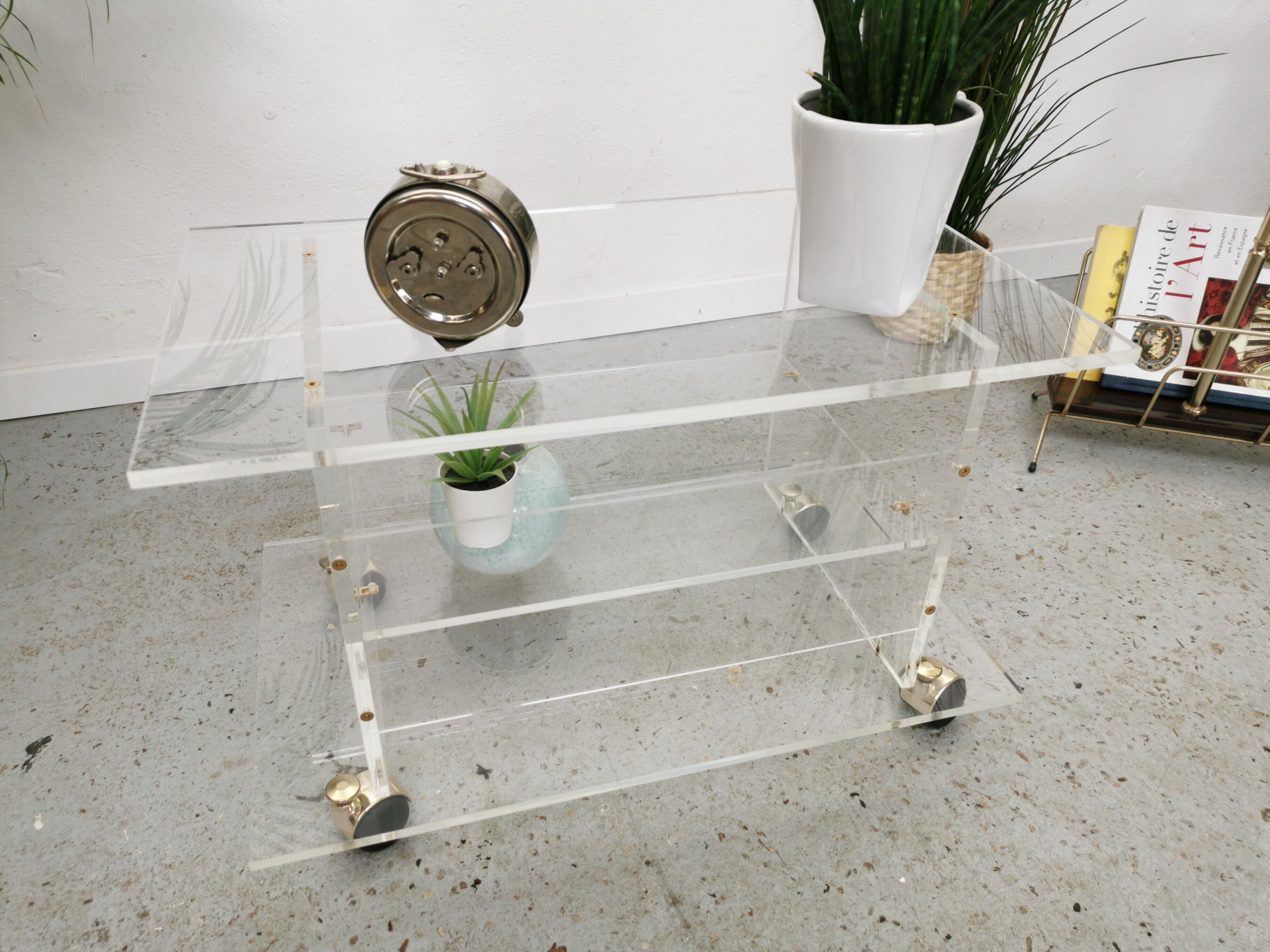 Vintage TV furniture David Lange plexiglass