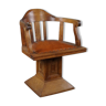 Chaise de bureau en chêne et cuir de mouton hollandais
