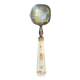 Old Silver-Plated Metal Serving Spoon + Porcelain Handle