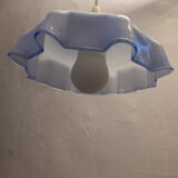 Hanging lamp blue opaline glass draped vintage 1950/1960