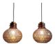 Pair of honeycomb smoked glass pendants, Glasshütte Limburg, 1970