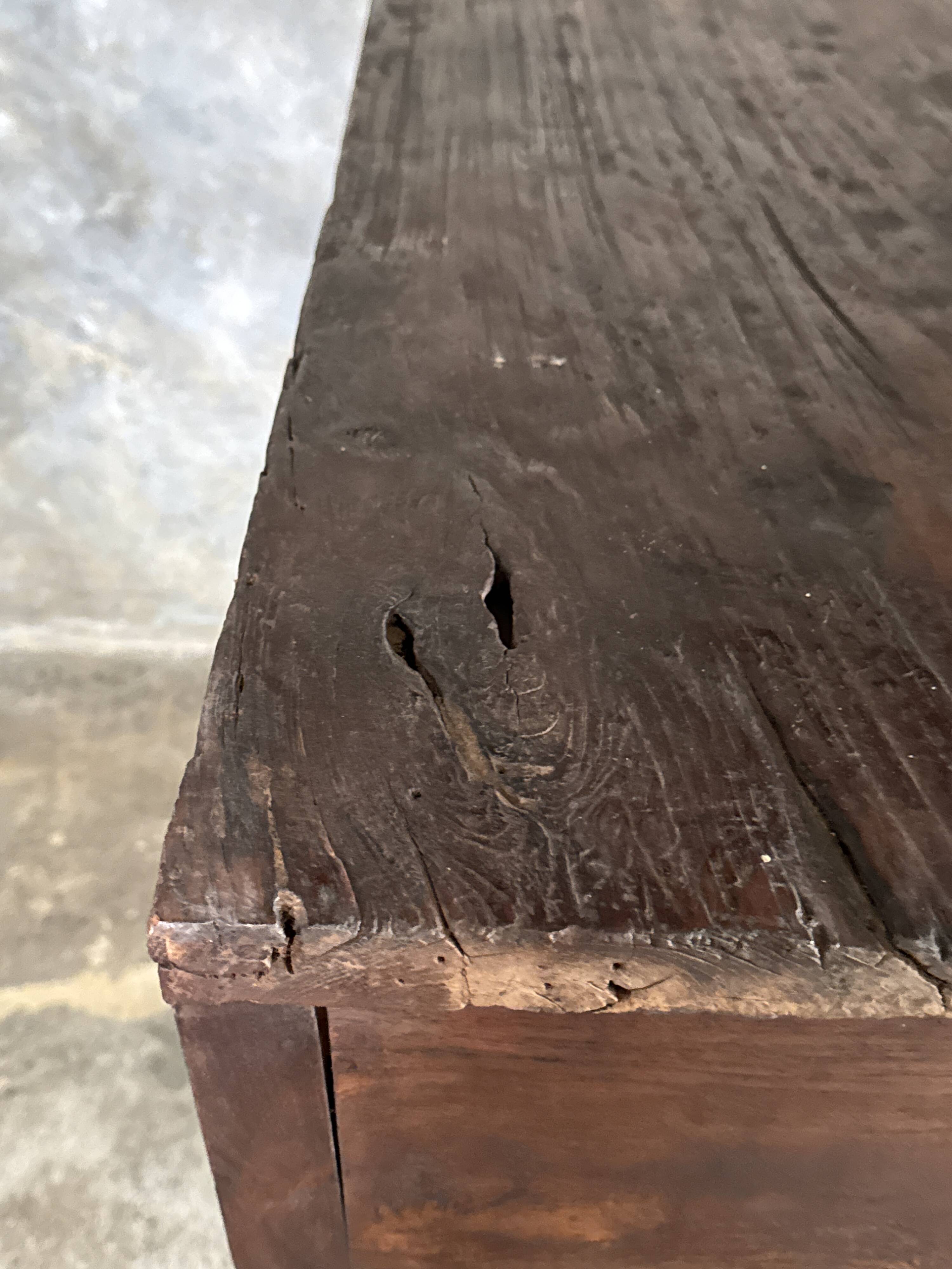 Antique Indonesian teak workbench with one drawer H82.5 L76x49.