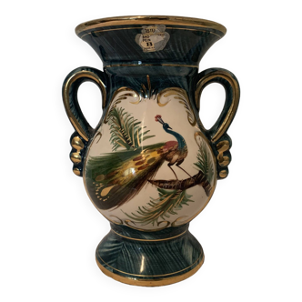 Ceramic vase with handles and gilding
