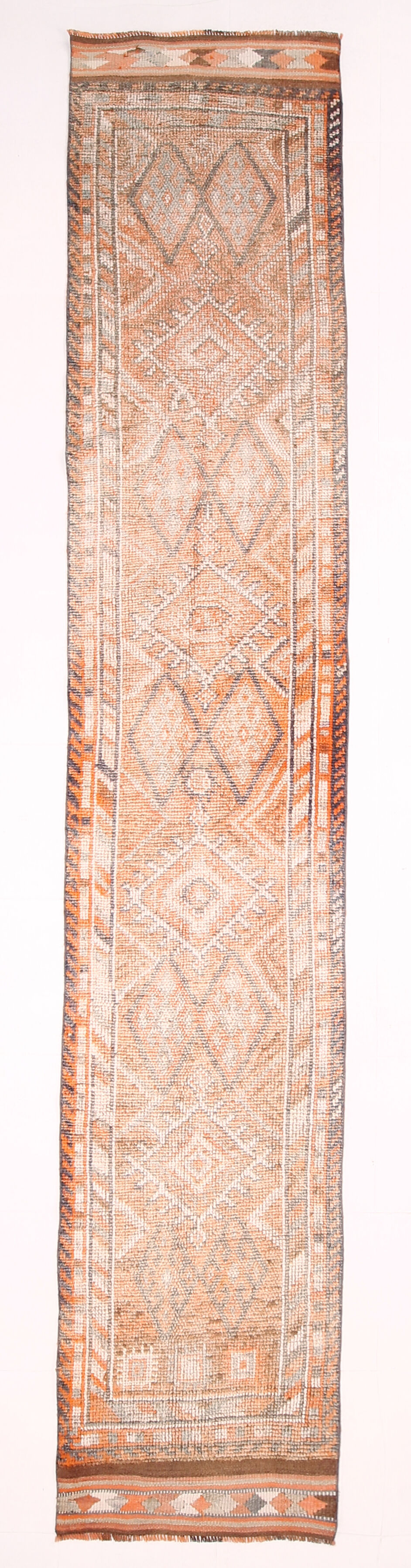 Pale orange herki runner rug 74x392cm