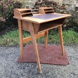 Vintage oak compass leg desk.